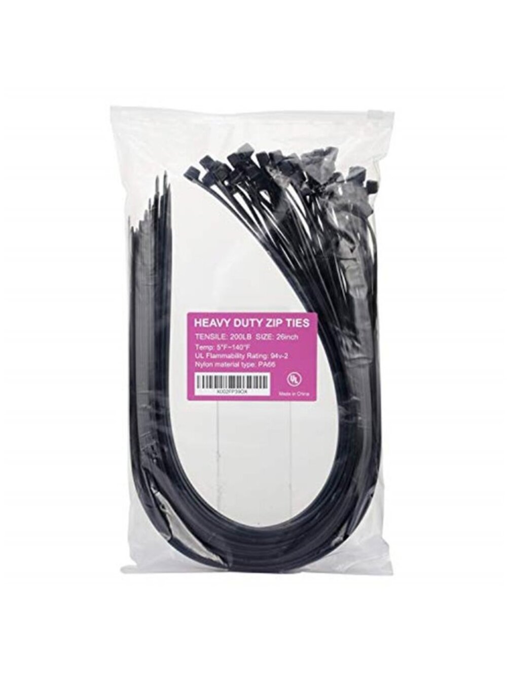 Heavy Duty Black Zip Ties 26 Inch Extra Long Large Cable Tie Wraps 60 Pack